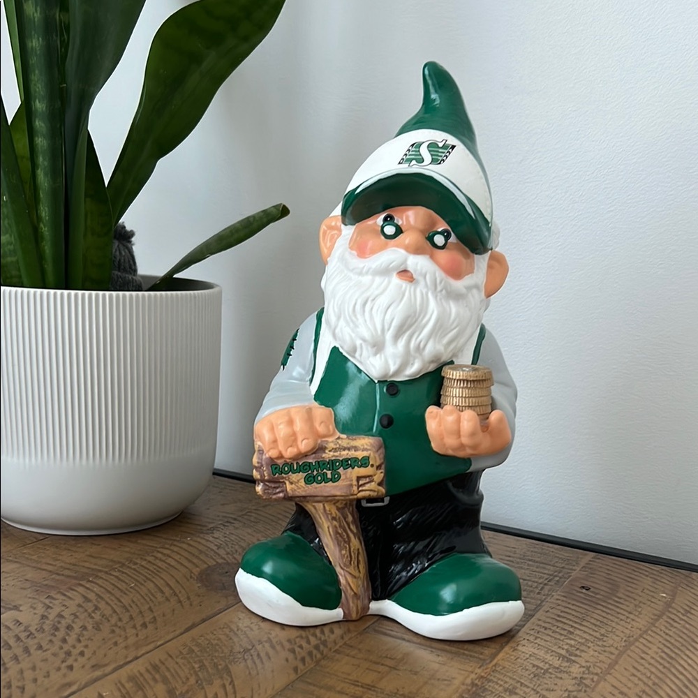 Forever Collectables- Saskatchewan Roughriders Gnome Piggy Bank
